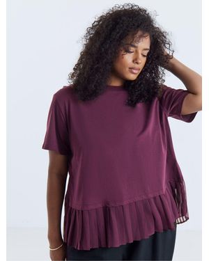Simply Be Woven Pleated Back Top - Purple