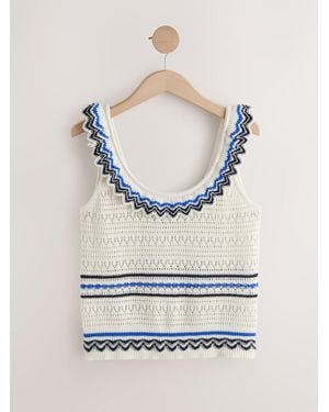 Next Cotton Scoop Neck Frill Knit Vest - Gray