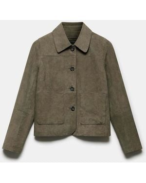 Mint Velvet Khaki Suede Jacket - Green