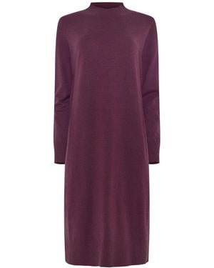M Com Midi Funnel Neck Sweater Dress - Purple