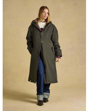 Joules Coverall Oversized Fleece Lined Waterproof Coat - Natural