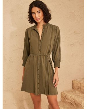 Love & Roses 3/4 Sleeve Jersey Shirt Dress - Natural
