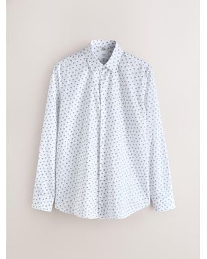 Next Regular Fit Cotton Rich Long Sleeve Formal Shirt - White