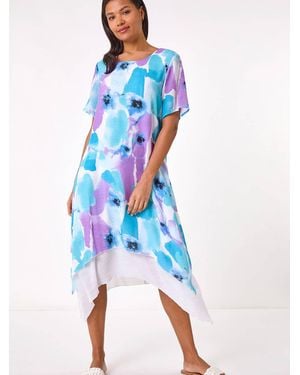 knee length dresses for ladies Women's Rayon Islamic Double Layer Dress for Women-Navy XL / 64[+$4.99] main image 1