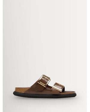 Birkenstock High Shine Leather Arizona Sandals - Brown