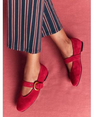 Boden Kylie Flat Buckle Mary Janes Shoes - Red