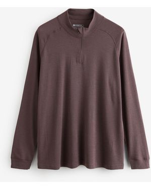 Mountain Warehouse Merino Zip Neck Thermal Top - Brown