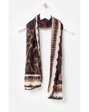Oliver Bonas Oliver Bonas Leopard Print Lightweight Scarf - White