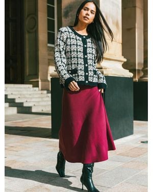 Roman Petite Stretch Waist Knit Midi Skirt - Green