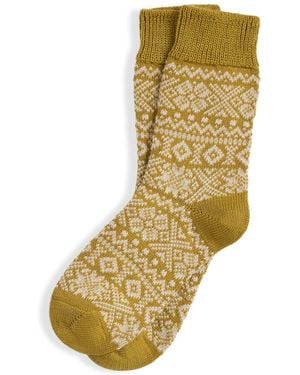 Celtic & Co. Merino Cotton Fair Isle Socks - Natural