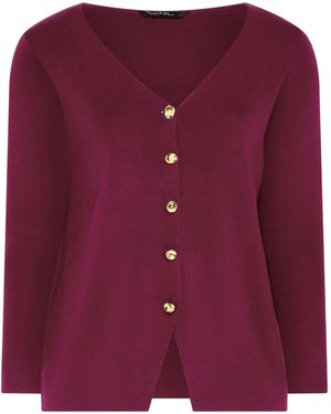 Evans Premium Button Cardigan - Purple