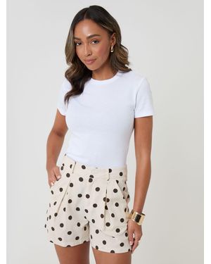 Threadbare Polka Dot Tailored Shorts - White