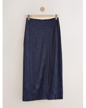Next Satin Jacquard Midi Sarong Skirt - Blue