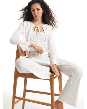 River Island Long Sleeve Ditsy Pointelle 3-Piece Set - White