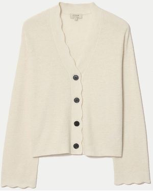 Jigsaw Cotton Scallop Cardigan - Natural