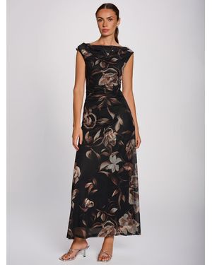 Jolie Moi Multiway Neckline Mesh Maxi Dress - Black