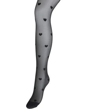 JJXX Heart Printed Tights - Black
