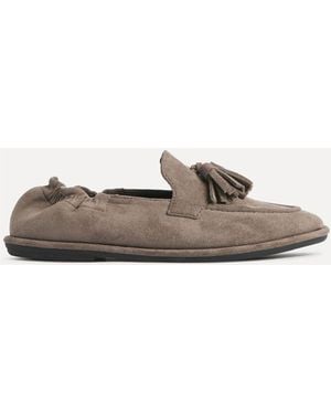 Linzi Mocha Suede Porter Tassel Slip On Loafers - Natural