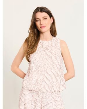 FatFace Hallie Oyster Petite Petite Frill Top - Natural