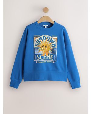 Next Cobalt Graphic Crew Neck Sweatshirt - Blue
