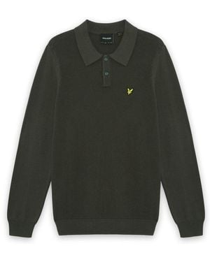 Lyle & Scott Waffle Front Knitted Polo Shirt - Grün