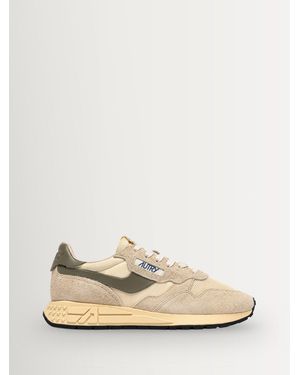 Autry Reelwind Mesh & Suede Sneakers With Leather Wave And Back Tab - Natural