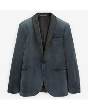 Next Slim Fit Velvet Blazer - Blue