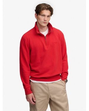 Superdry Essential Serif Logo Half Zip Sweatshirt - Red