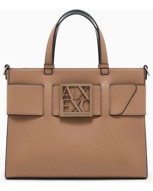 Armani Logo Tote Bag - Natural