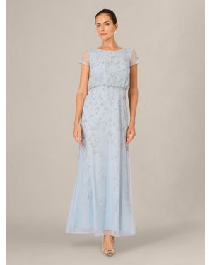 Adrianna Papell Petite Studio Beaded Blouson Long Dress - White