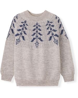 Celtic & Co. Botanical Yoke Sweater - Gray