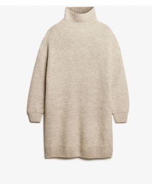 Superdry Chunky Rib Knit Sweater Dress - Natural