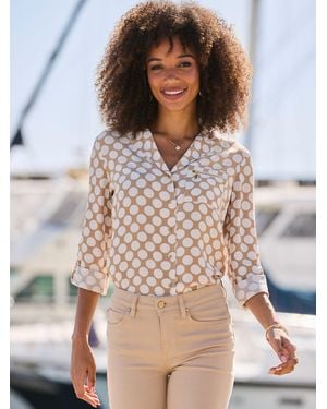 Sosandar Polka Dot Print Utility Shirt - Brown