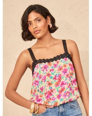 Love & Roses Petite Lace Trim Cami - Red