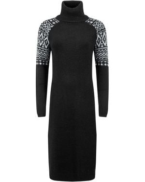 Weird Fish Ezzie Fair Isle Pattern Roll Neck Knitted Dress - Black