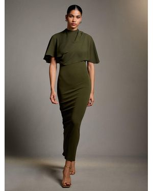 Next Dark Occasion Sheer Cape Maxi Dress - Green