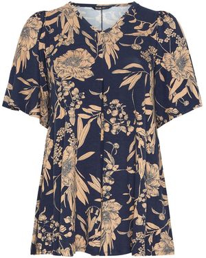 Yours Curve Yours Curve Pleated Front Top - Blue