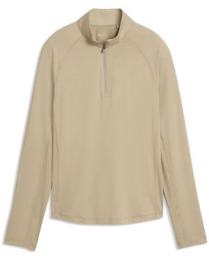 PUMA You-V Solid Quarter-Zip Golf T-Shirt - Natural