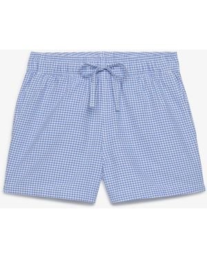 Superdry Cotton Elastic Check Shorts - Blue