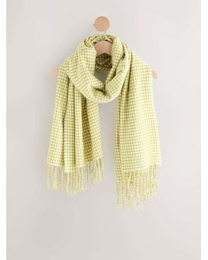 Next Lime Houndstooth Midweight Scarf - Metallic