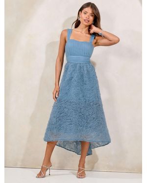 Lipsy Premium Textured 3D Skater Prom Midi Dress - Blue