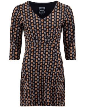 Weird Fish Arielle Printed Jersey 3/4 Sleeve Tunic - Black