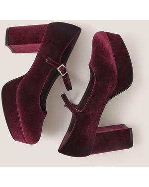 Monsoon Polly Velvet Mary Jane Platform Heels - Purple
