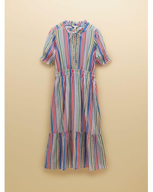 Joules Larissa Tie Neck Midi Dress - Blue