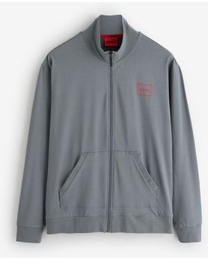 HUGO Box Logo Zip Through Sweatshirt - Blue
