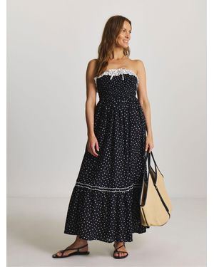 Figleaves Gestuftes Bandeau-Maxi-Strandkleid - Blau