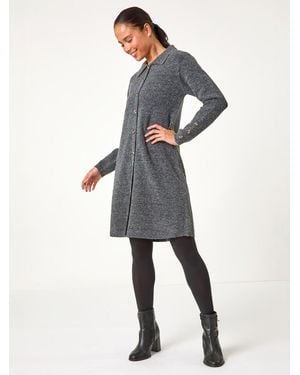 Roman Petite Collared Knit Shift Dress - Gray