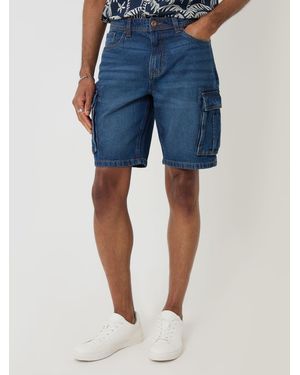 Threadbare Denim Cargo Shorts - Blue