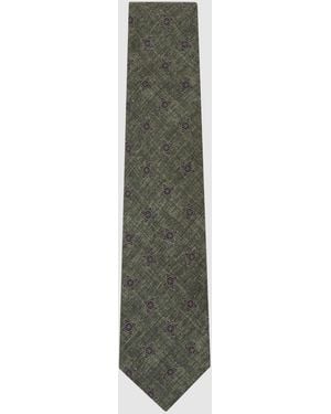 Reiss Dark Sage Arrigo Silk Diamond Medallion-Print Tie - White