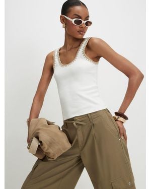 River Island Sleeveless Whipstitch Tank Top - Natural